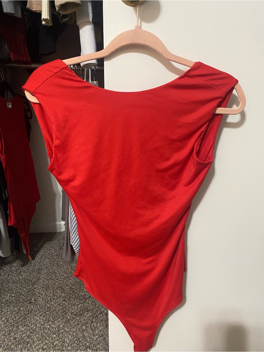 Le Lis Bold Red open back bodysuit
